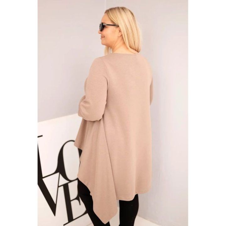 Moteriška Plus Size palaidinė su asimetriniu kirpimu, smėlio spalvos