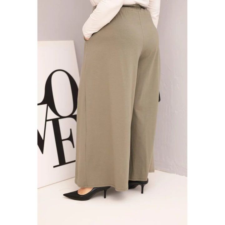 Moteriškos Plus Size chaki kelnės plačiomis klešnėmis