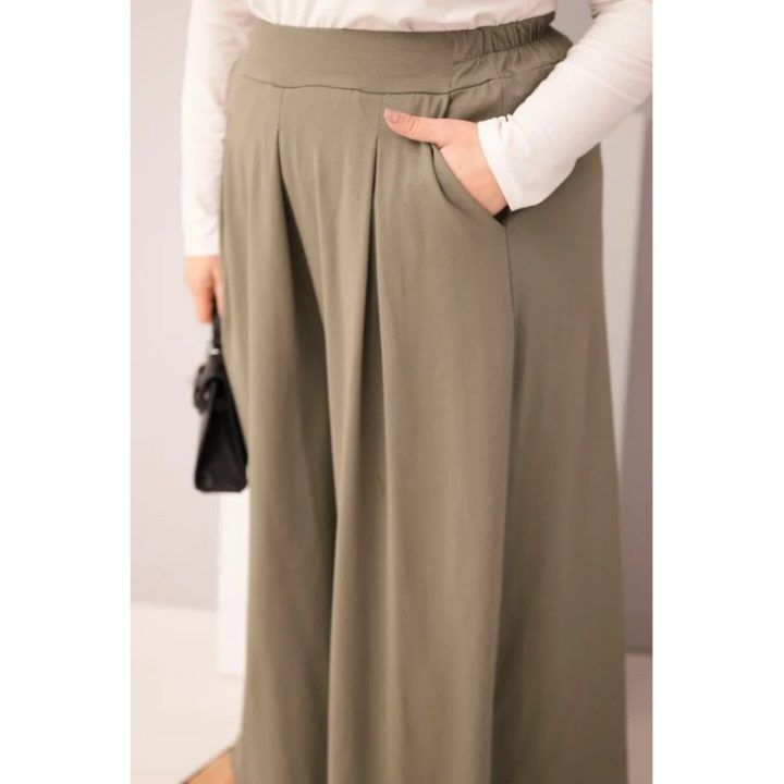Moteriškos Plus Size chaki kelnės plačiomis klešnėmis