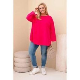 Moteriška Plus Size palaidinė su kišene, fuksijos spalvos