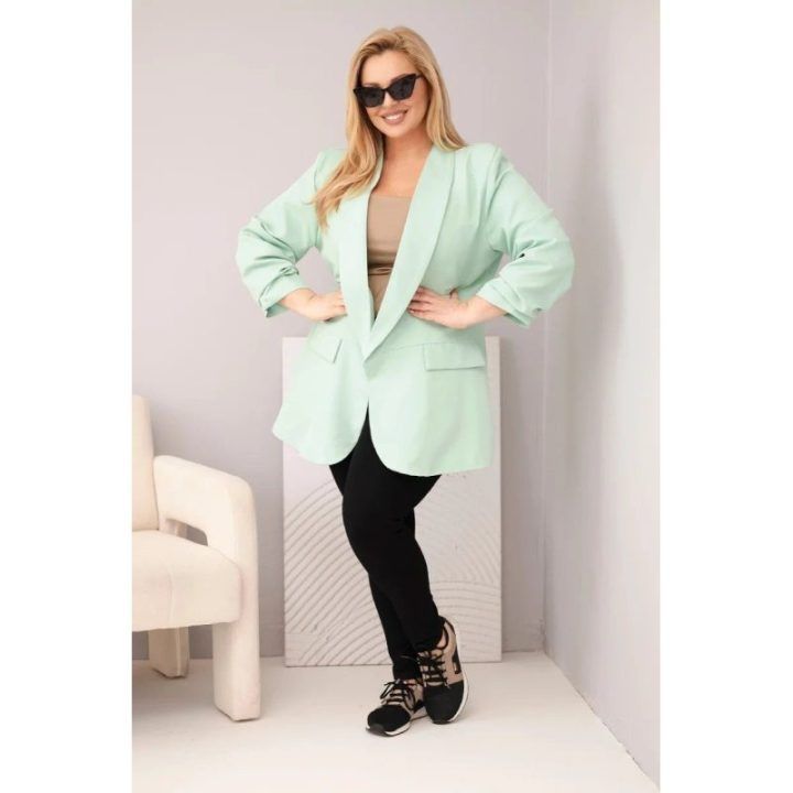 Moteriškas Plus Size švarkas, mėtų spalvos