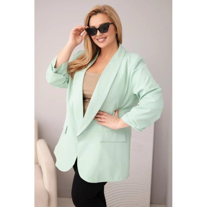 Moteriškas Plus Size švarkas, mėtų spalvos