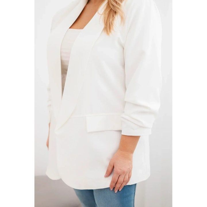 Moteriškas Plus Size švarkas, ekru spalvos