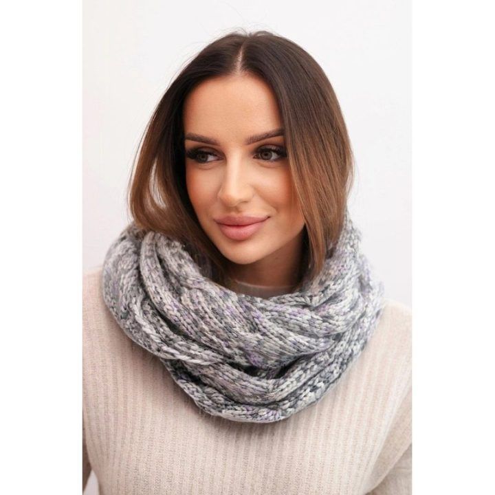 Moteriška žieminė kaklo mova iš vilnos mišinio, pilkai violetinė