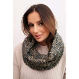 Moteriška žieminė kaklo mova, džinso ir chaki spalvų