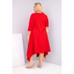 Moteriška Plus Size suknelė su asimetrišku kraštu, raudonos spalvos