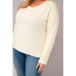 Moteriška Plus Size palaidinė su V formos iškirpte, geltonos spalvos