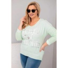 Moteriška Plus Size palaidinė LOVE YOU MORE, mėtų spalvos