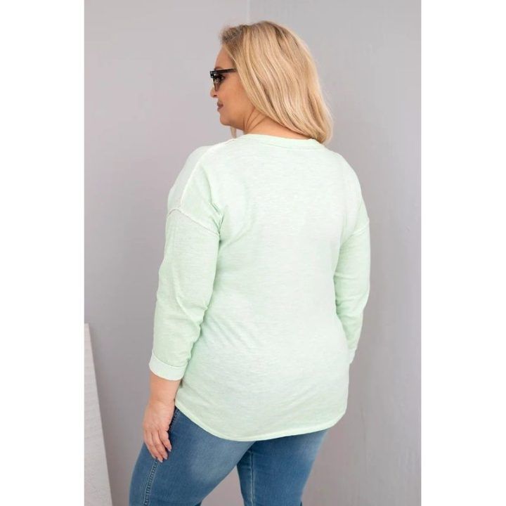 Moteriška Plus Size palaidinė LOVE YOU MORE, mėtų spalvos
