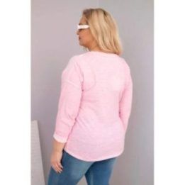 Moteriška Plus Size palaidinė „Love You More“, šviesiai rožinės spalvos