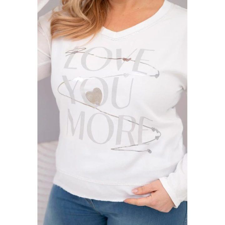 Moteriška Plus Size palaidinė „Love You More“, balta