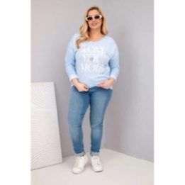 Moteriška Plus Size palaidinė LOVE YOU MORE, mėlynos spalvos