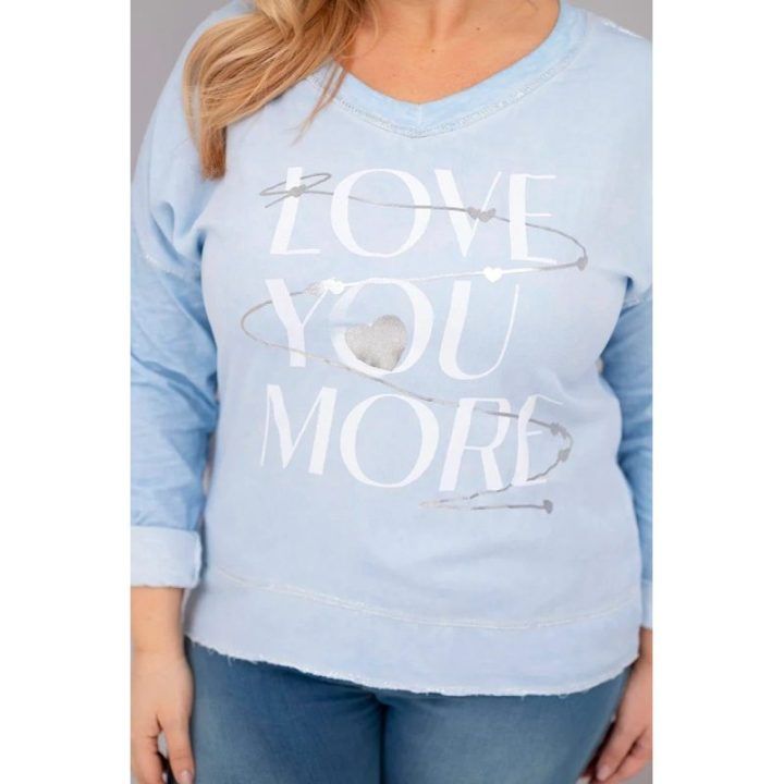 Moteriška Plus Size palaidinė LOVE YOU MORE, mėlynos spalvos