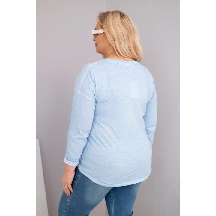 Moteriška Plus Size palaidinė LOVE YOU MORE, mėlynos spalvos