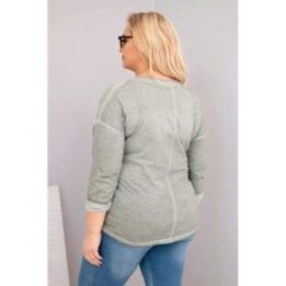 Moteriška Plus Size chaki palaidinė su užrašu „Love You More“