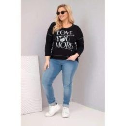 Moteriška Plus Size palaidinė „Love You More“, juodos spalvos
