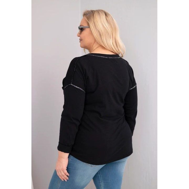 Moteriška Plus Size palaidinė „Love You More“, juodos spalvos