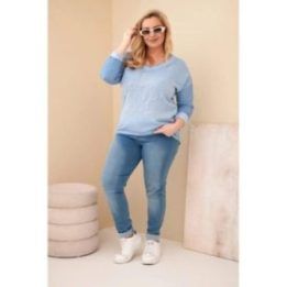 Moteriška Plus Size palaidinė „Time to Shine“, mėlynos spalvos