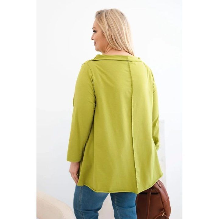 Moteriška Plus Size asimetrinė palaidinė su pariestomis rankovėmis, žalios spalvos