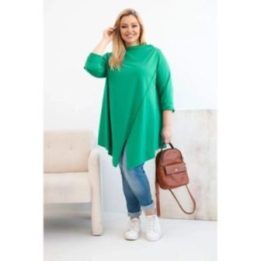 Moteriška Plus Size žalia palaidinė asimetriniu kirpimu
