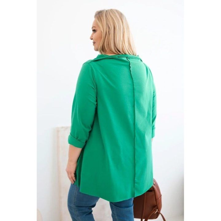 Moteriška Plus Size žalia palaidinė asimetriniu kirpimu