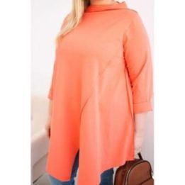 Moteriška Plus Size palaidinė su asimetrišku priekiu, persikinės spalvos