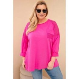 Moteriškas Plus Size fuksijos spalvos džemperis su raštu