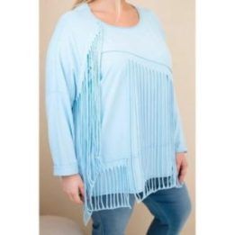 Moteriška Plus Size palaidinė su kutais, mėlynos spalvos