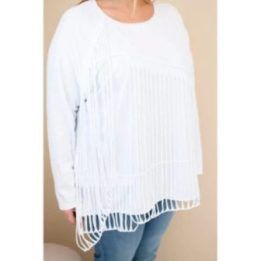 Moteriška Plus Size palaidinė su kutais, balta