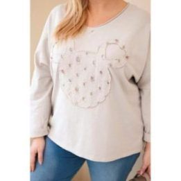 Moteriška Plus Size smėlio spalvos palaidinė V formos iškirpte