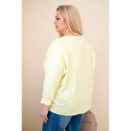 Moteriška Plus Size palaidinė su V formos iškirpte, geltonos spalvos