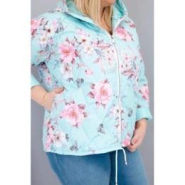 Moteriška Plus Size pikinta striukė su gobtuvu, mėtų spalvos