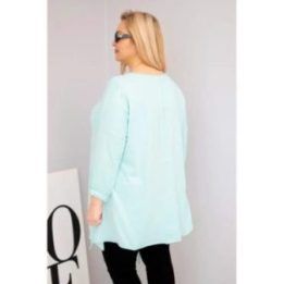 Moteriška Plus Size palaidinė su asimetriniu kirpimu, mėtų spalvos