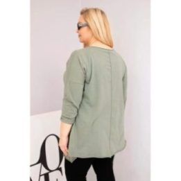 Moteriška Plus Size chaki palaidinė su asimetriniu apačios kraštu ir iškirpimais