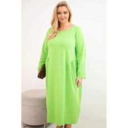 Moteriška Plus Size suknelė, šviesiai žalios spalvos