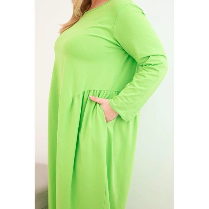 Moteriška Plus Size suknelė, šviesiai žalios spalvos