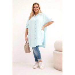 Moteriška Plus Size viskozinė palaidinė su ilgesne nugarine dalimi, mėtų spalvos