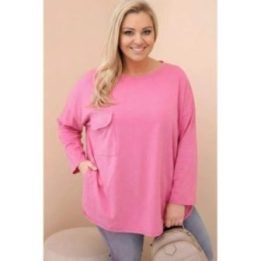 Moteriška Plus Size palaidinė su kišene, mėtų spalvos