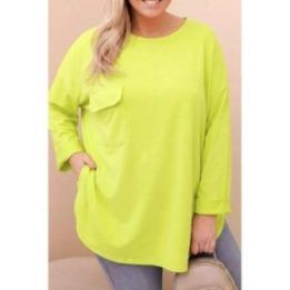 Moteriška Plus Size palaidinė su kišene, mėtų spalvos