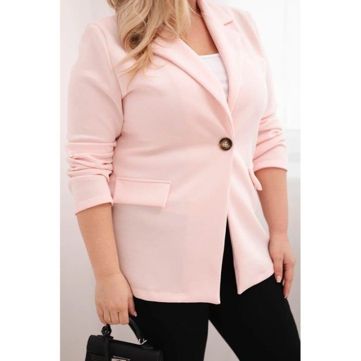 Moteriškas Plus Size švarkas su viskoze, rožinės spalvos