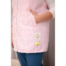 Moteriška Plus Size liemenė su gobtuvu, gėlių rašto, rožinės spalvos
