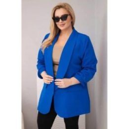 Moteriškas Plus Size švarkas, rugiagėlių mėlynos spalvos