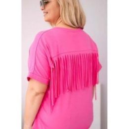 Moteriška Plus Size medvilninė palaidinė su V formos iškirpte, rožinės spalvos