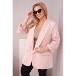 Moteriškas Plus Size švarkas, pudrinės rožinės spalvos