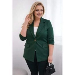Moteriškas Plus Size švarkas, tamsiai žalios spalvos