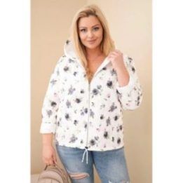 Moteriška Plus Size striukė su gėlių raštu, grafito spalvos