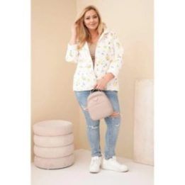 Moteriška Plus Size pavasarinė striukė su gėlių raštu, geltonos spalvos
