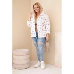 Moteriška Plus Size pavasarinė striukė su gėlių raštu, rožinės spalvos