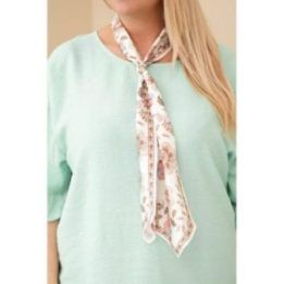 Moteriška Plus Size viskozinė palaidinė su dekoratyvine skarele, mėtų spalvos
