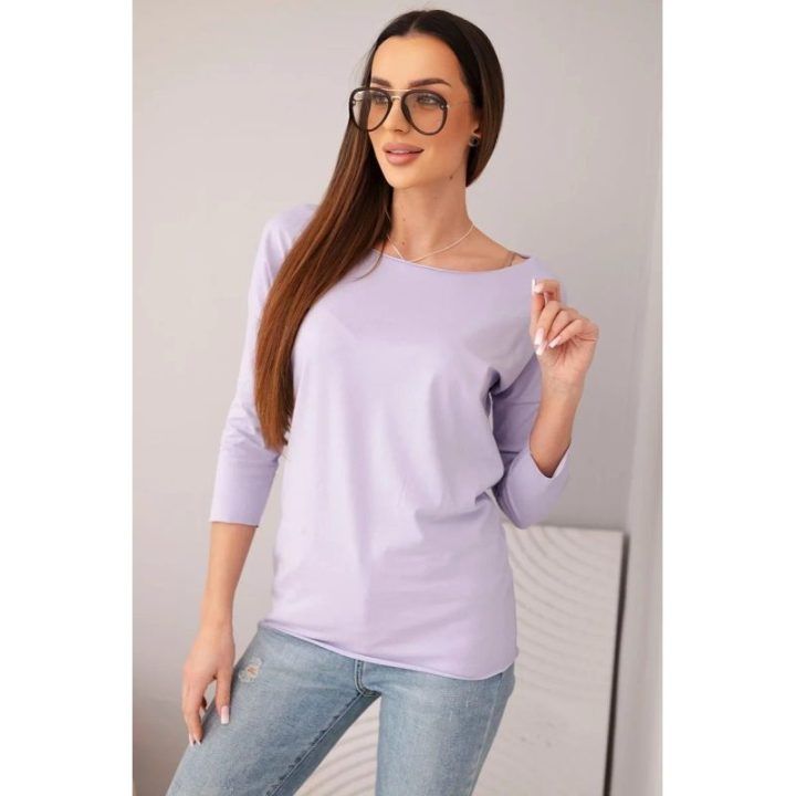 Moteriška palaidinė su valties formos iškirpte, šviesiai violetinė